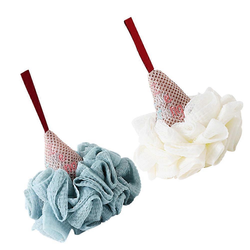 Body Exfoliator Sponge 2Pcs Ice Cream Shape For Shower 17x13cm Bath Tools White