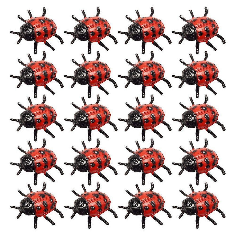 25 PCS PVC Simulation Ladybug Model Tricky Scary Toy Simulation Small Insect
