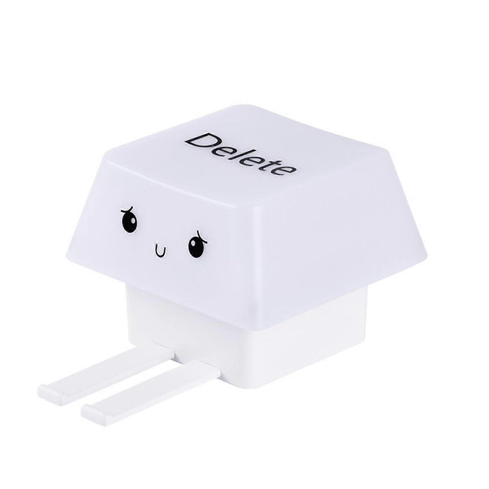 Cute Night Light Keycap Design USB-Powered Soft Light 3-Stage Brightness Kids Room Phone Holder RV Dorm Desk C71 White