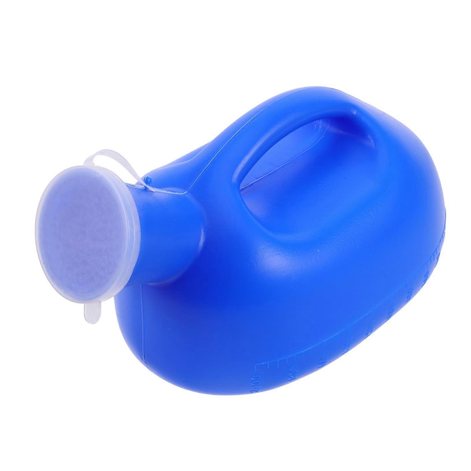 Men's Urinal With Lid Bedside Urinal For Men Portable Plastic Blue Urinal Bottle