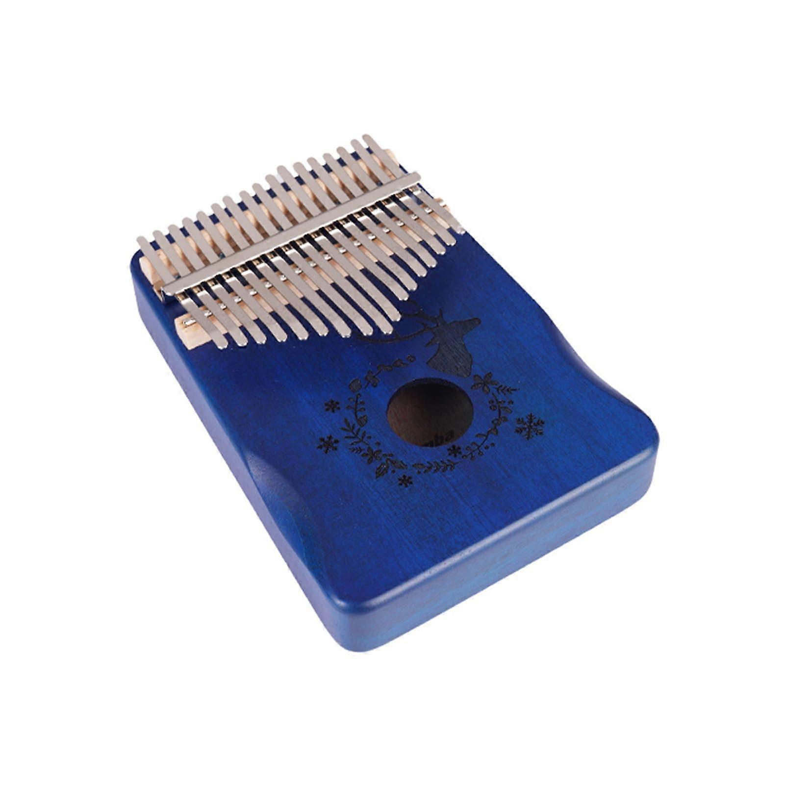 17-Key Thumb Piano with Deer Pattern, Portable Musical Instrument Made of Premium Peach Blossom Wood for Beginners and Travelers, Blue
