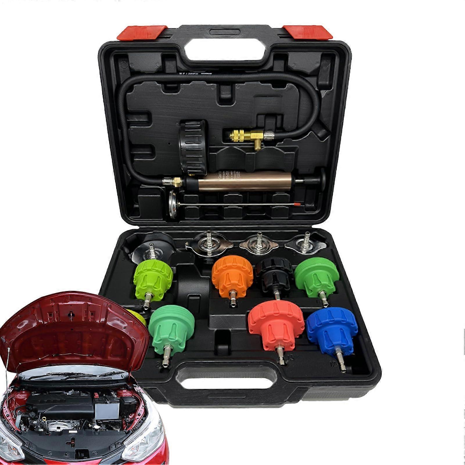 Vacuum Coolant Refill Kit, Cooling System Pressure Tester, 14Piece Engine Compression Tester
