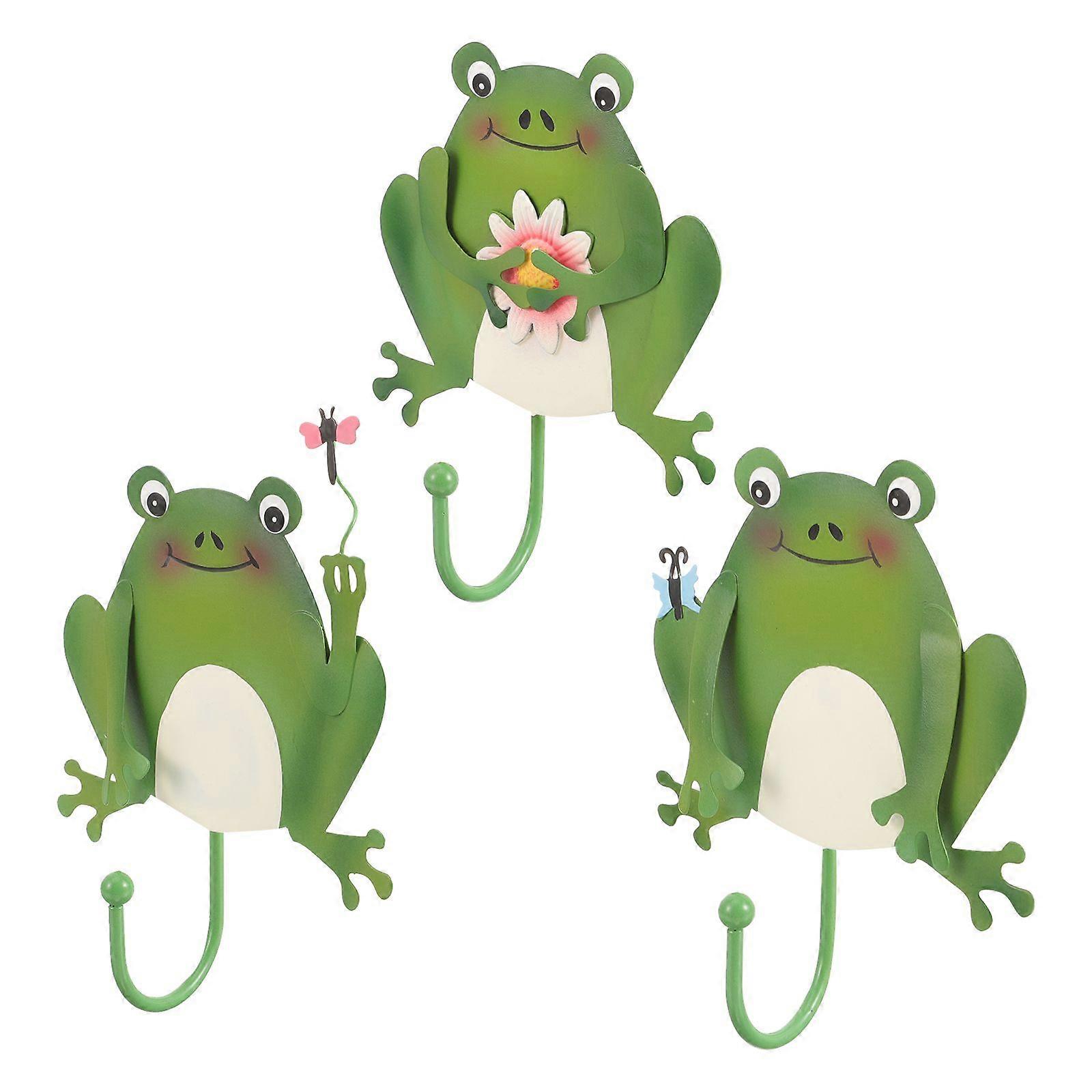 3pcs Wall Hanging Hooks Key Holder Frog Shape Wall Organizer Hook Novelty Key Hook