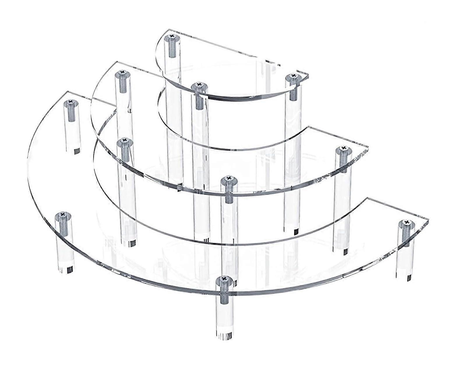 3tier semicircular acrylic riser display stand for retail store shelves (Black)(Transparent)