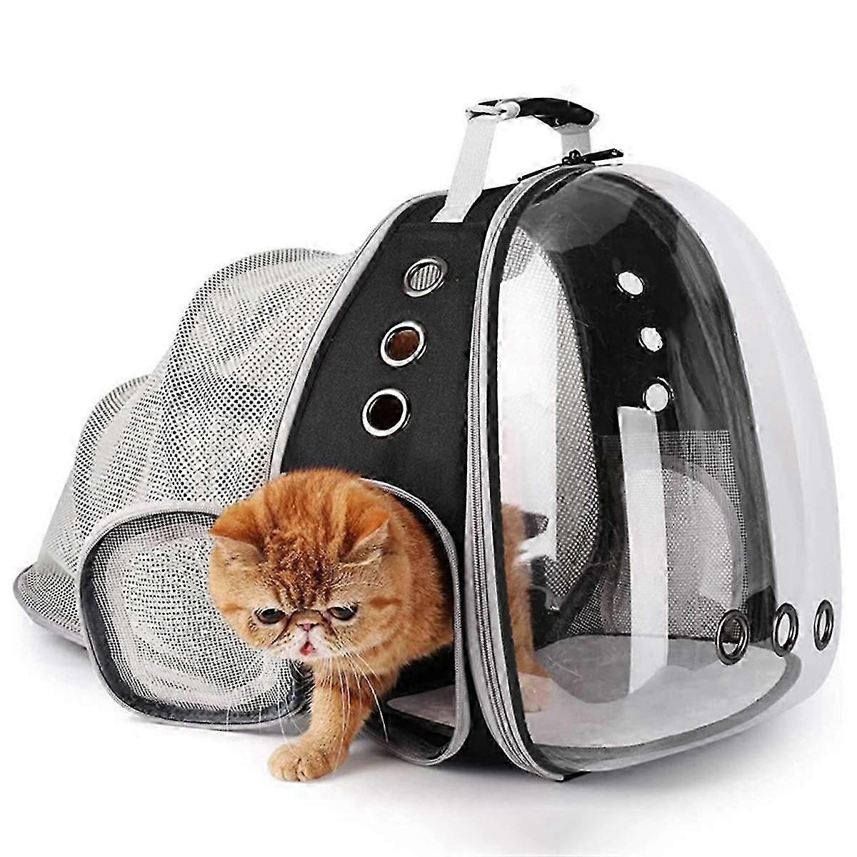Expandable Pet Travel Backpack with Clear Bubble Design for Cats and Small Dogs