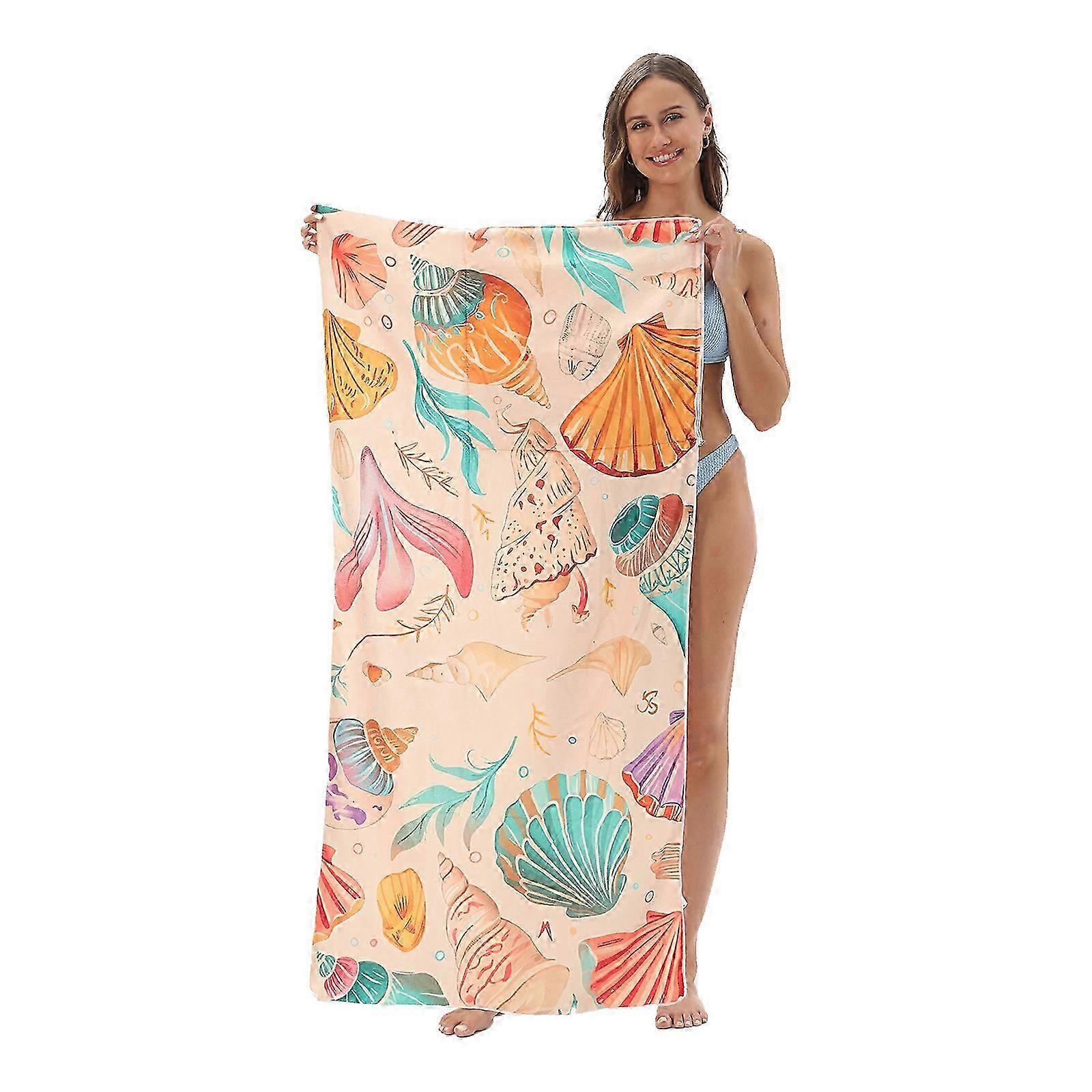 Quick Drying Sandproof Beach Towel Foldable Storage Pouch Portable for Gym Pool