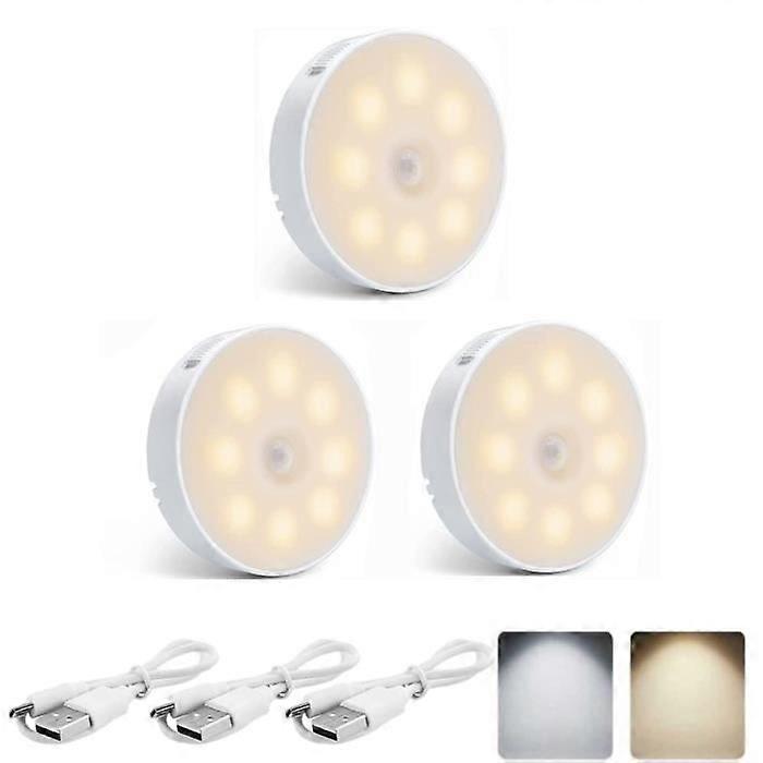 3pcs Indoor Motion Sensor Light, Wireless Automatic LED Light USB Rechargeable