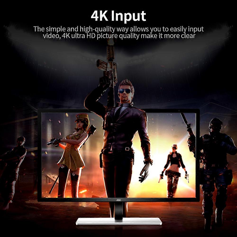 HD Video Capture Card with o HD to USB2.0 Capture Card 4K Input 1080P Output Support Live Streaming Game Video Capture Black