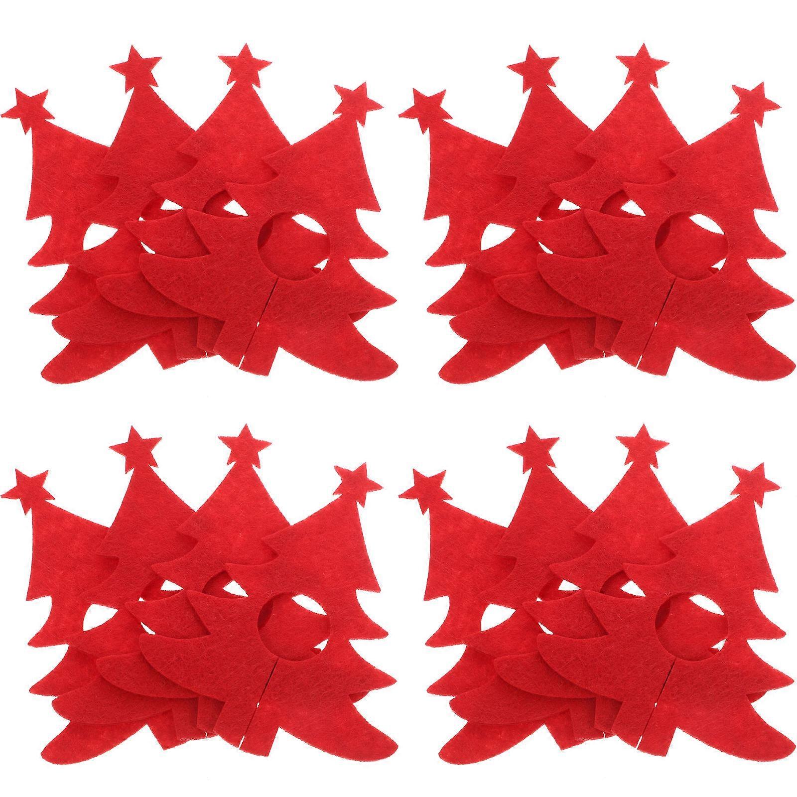 Glass Tags for Drinks Christmas Style Wine Glasses Red Felt Easy to Clean 12Pcs