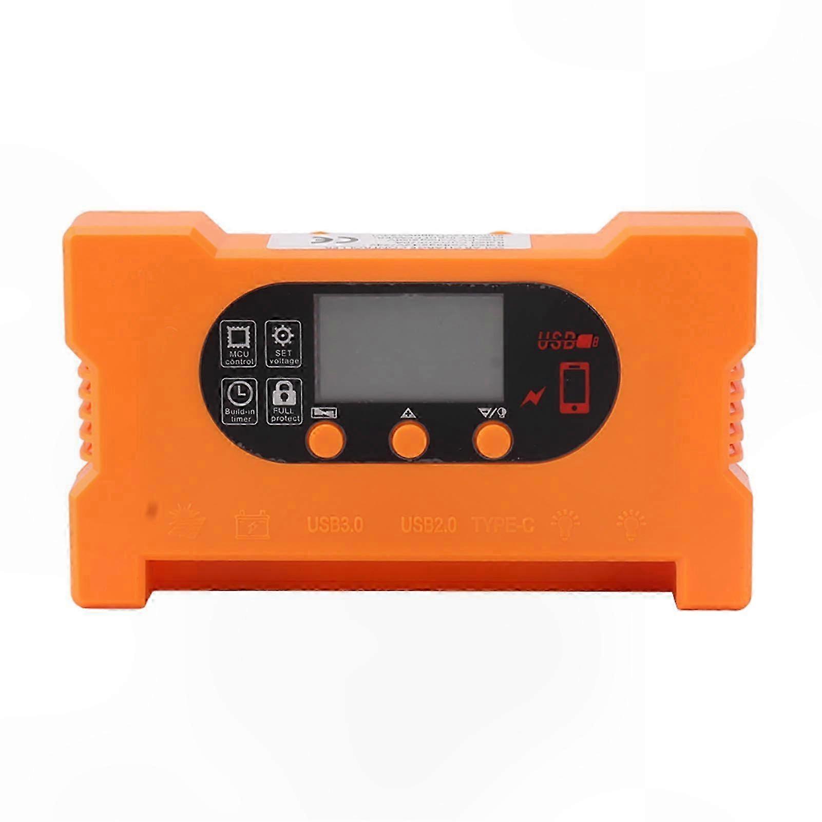 20A LCD Display Solar Panel Regulator with Dual USB Type C Fast Charging for 12V 24V Battery Management