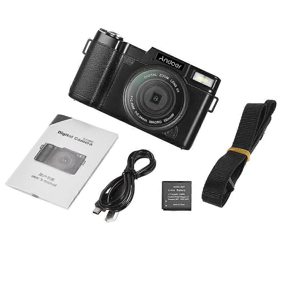 Andoer CD-R2 2.7K Full HD 30MP Digital Video Camera Cam Camcorder 3.0 Inch Rotatable Screen 4X Digital Zoom with Flash