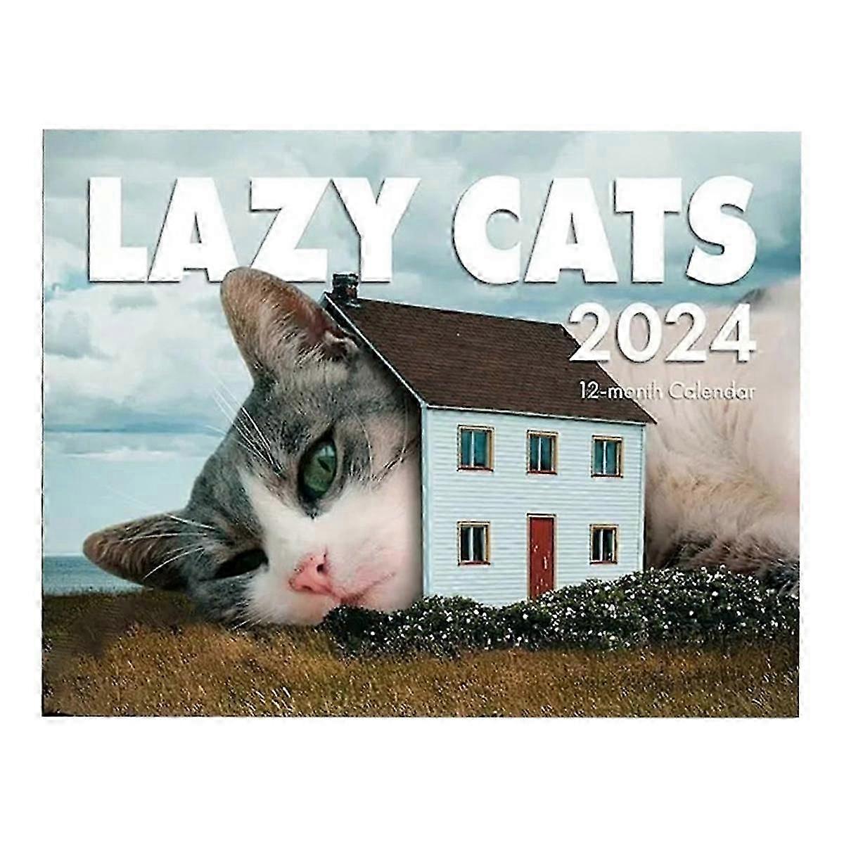 2024 Calendar Lazy Kitty Calendar 2024, Lazy Kitty Wall Calendar, Fun Kitty Gift January 2024 From December 11X8.5 Inch