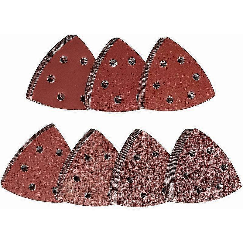 70 Triangular Sanding Sheets Triangular Abrasive 6 Hole Grit 60/80/120/180/240/320/400 Triangular Abrasive Sandpaper Set for Triangular Sander