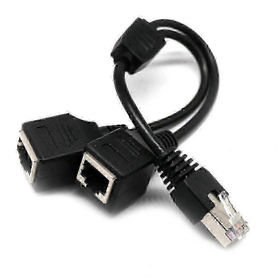 2-to-1 RJ45 Ethernet Splitter Adapter Cable with Built-in Separator for Network Extension
