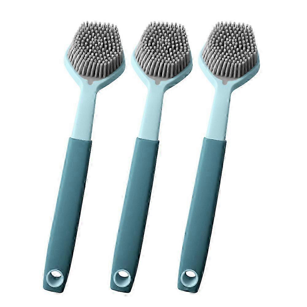 3 soft non-scratch pan plastic long-handle silicone brush kitchen d...