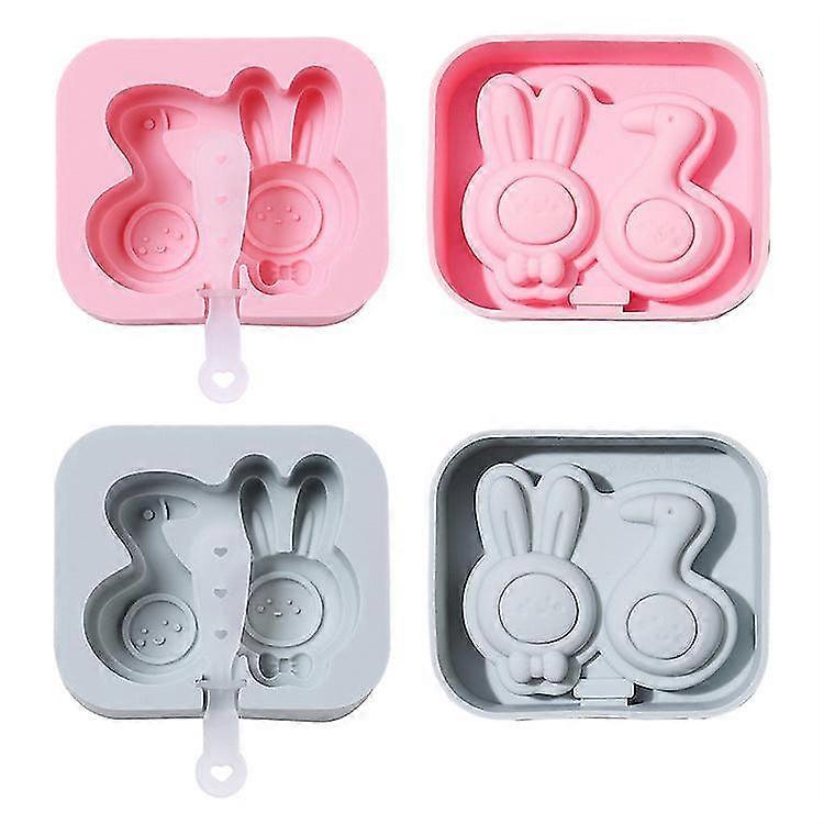 2Pc Rabbit Duck Silicone Ice Cream Mold Homemade Diy Ice Cream Chee...