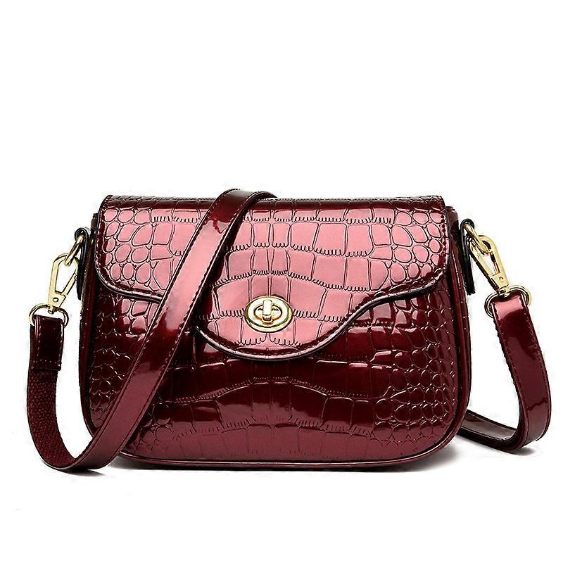 Ladies' small crossbody square bag with PU alligator embossing and multiple compartments for practical use