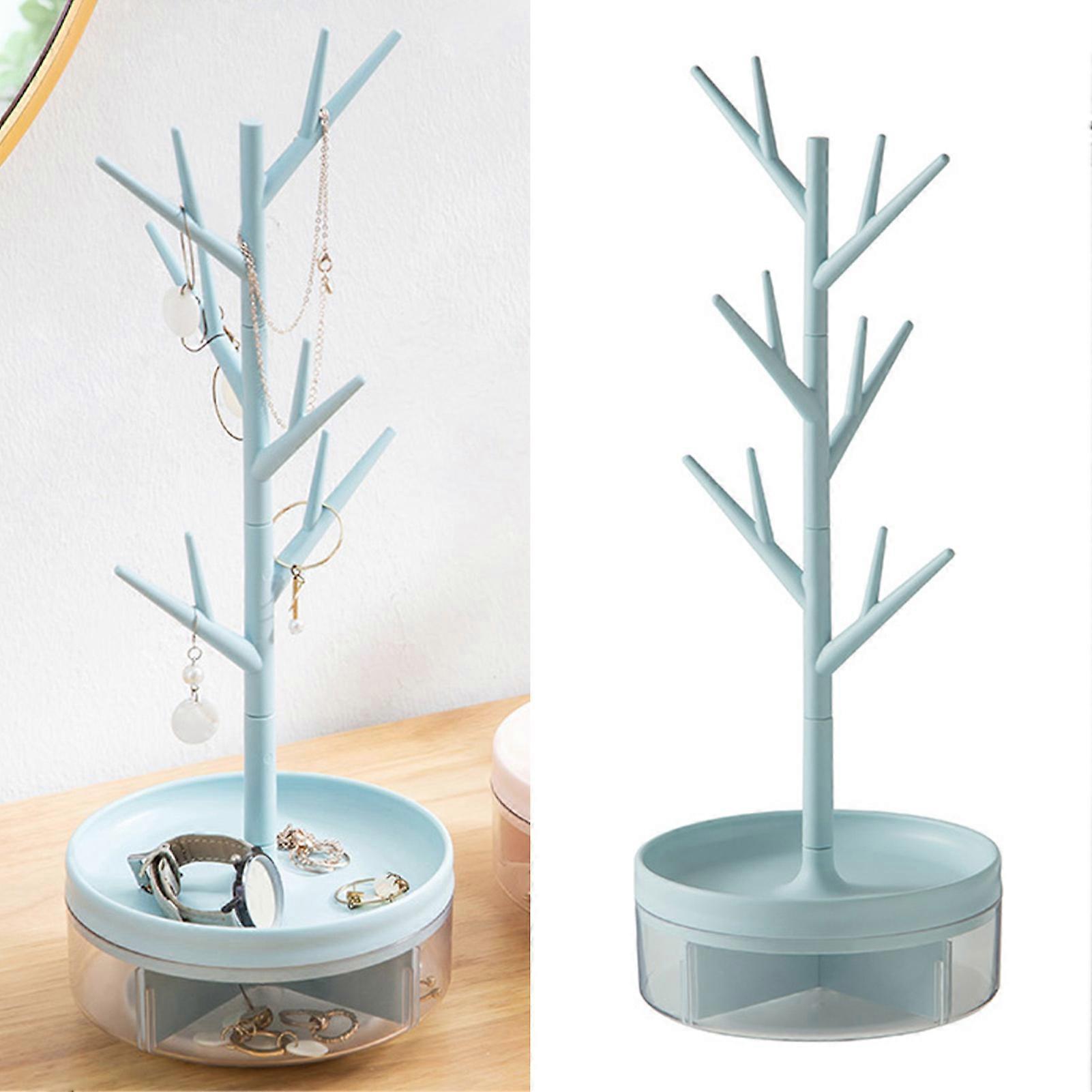 Multifunctional 360° Rotating Blue Branch Jewelry Display Stand