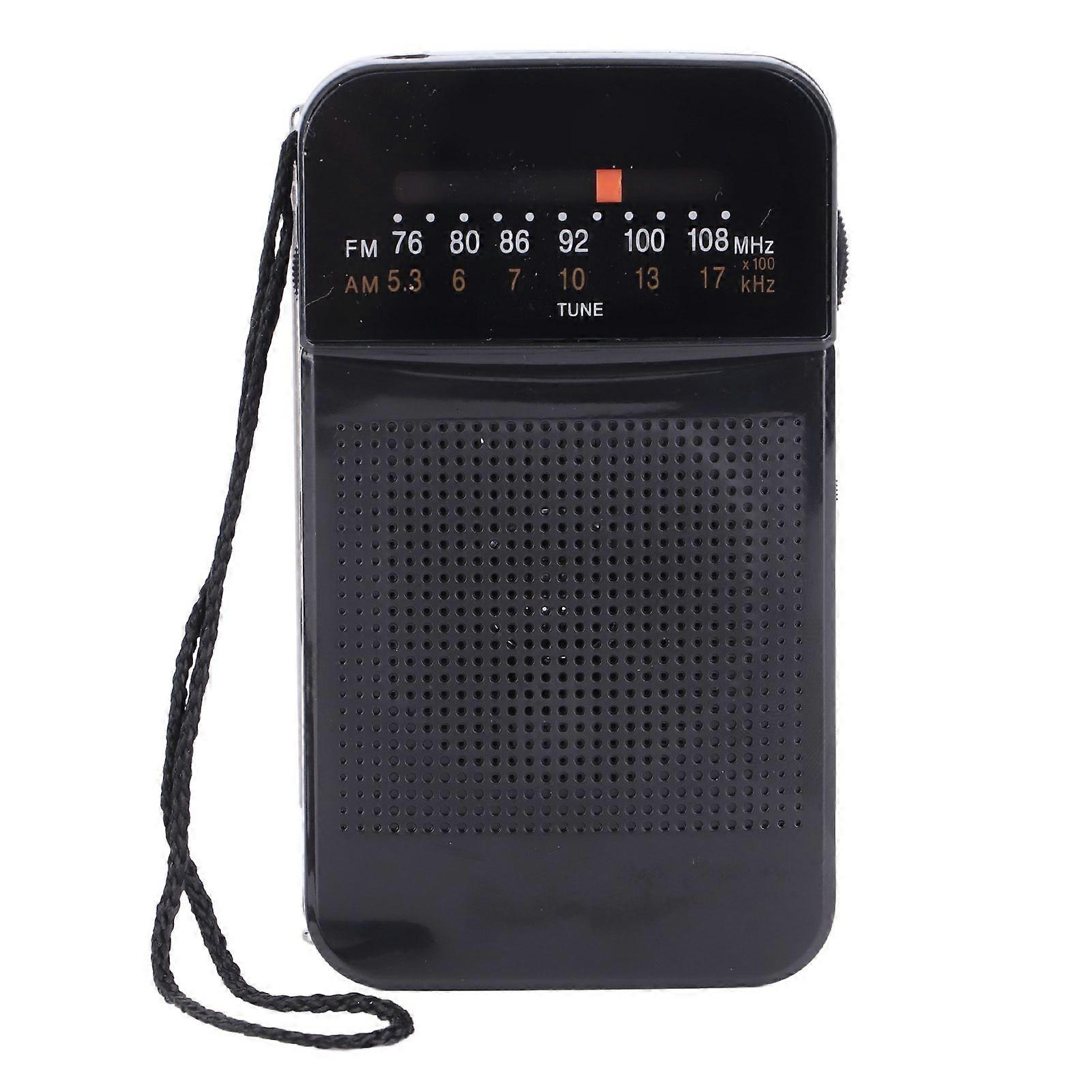 Portable AM FM Radio Black Color Headset Pluggable Built in Loud Speaker AM FM Transistor Radio