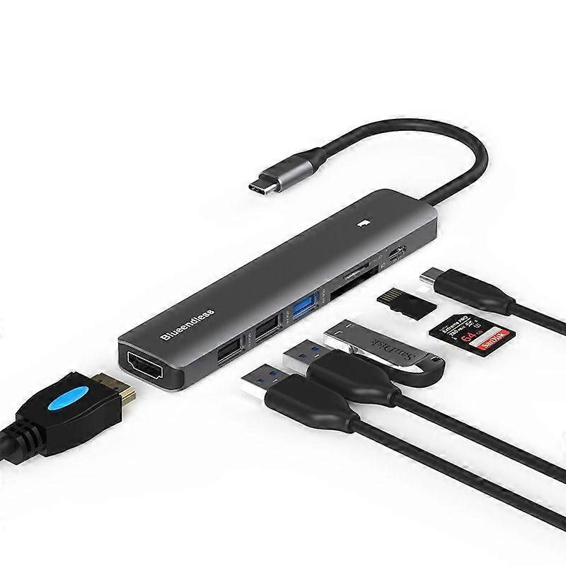 Blueendless Type-C+USB 3.0+HDMI HUB, Specification: 7 in 1