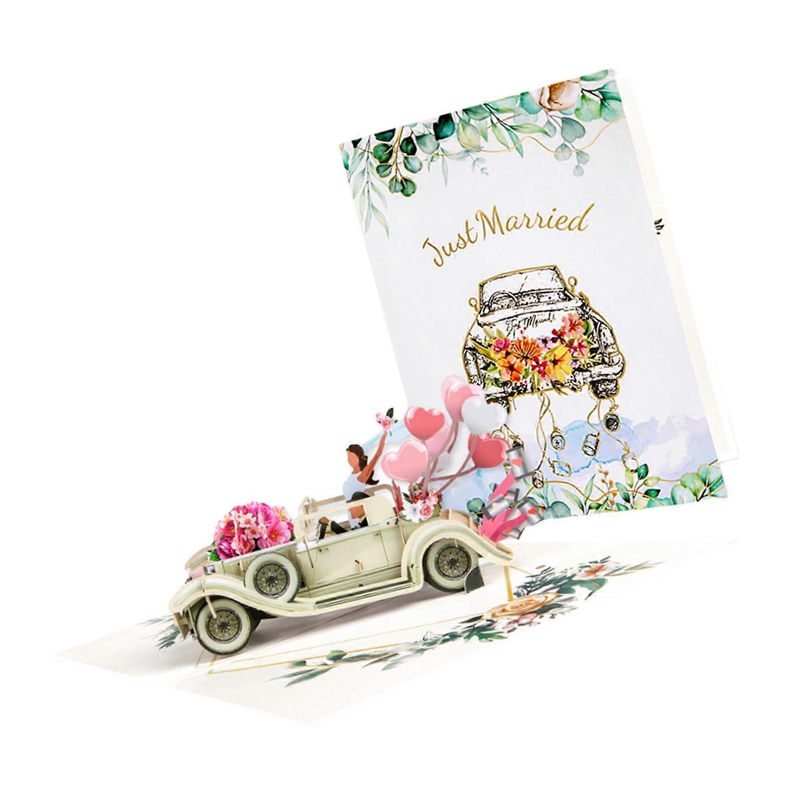 3D Popup Car And Flower Paper Card Handmade Greeting Card Envelope Included For Valentines Day Anniversary Wife