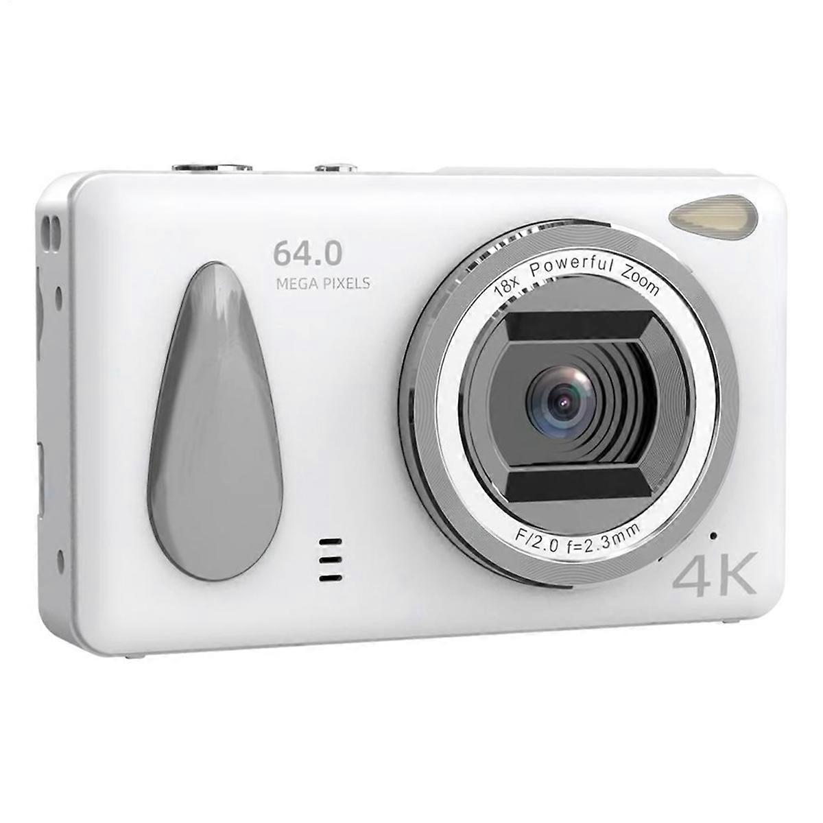 Digital Cameras HD 4K Compact Camera 2.4inch IPS Screen White