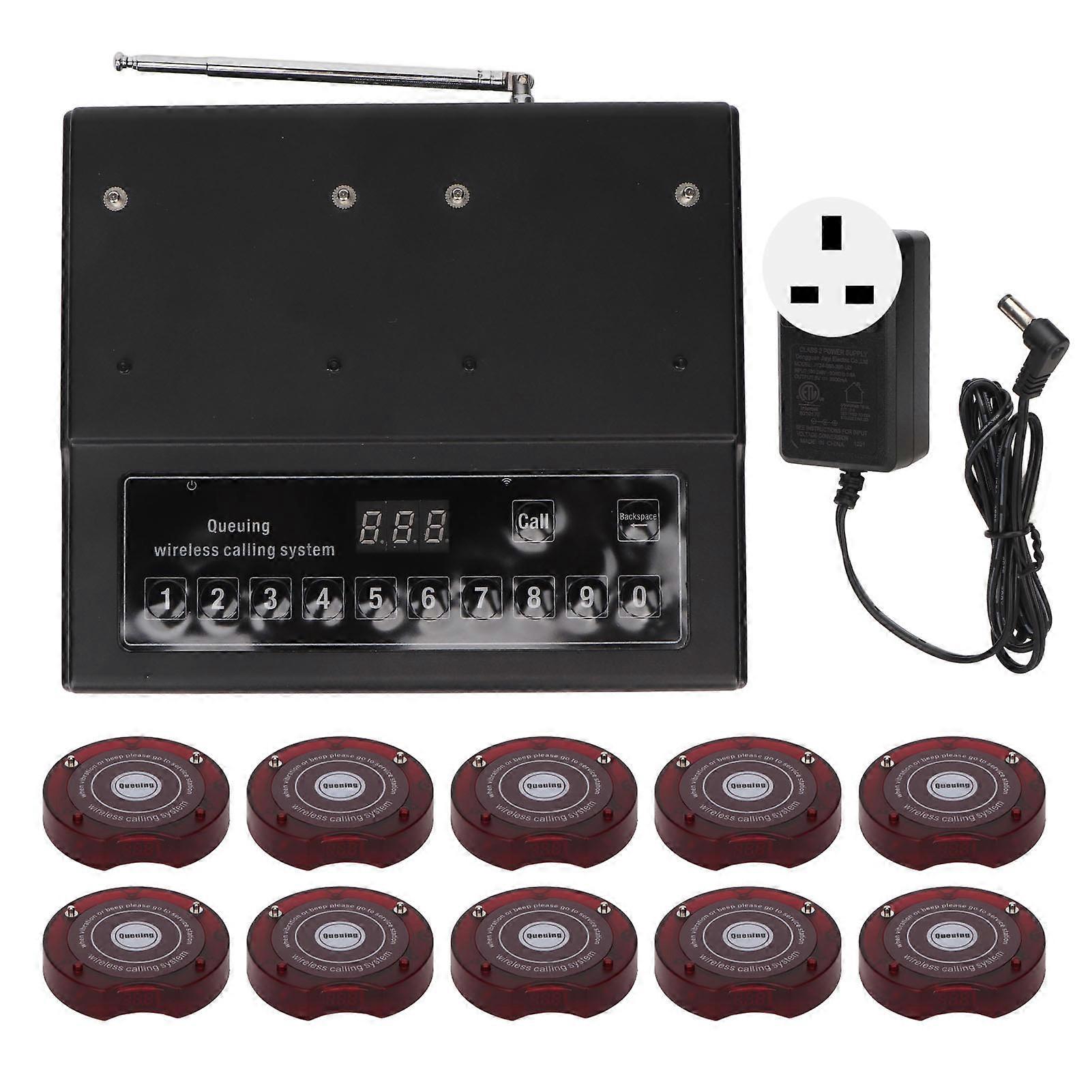 Wireless Calling System SU 668T 999 Channels Restaurant Pager with UK Plug and 10 Discs