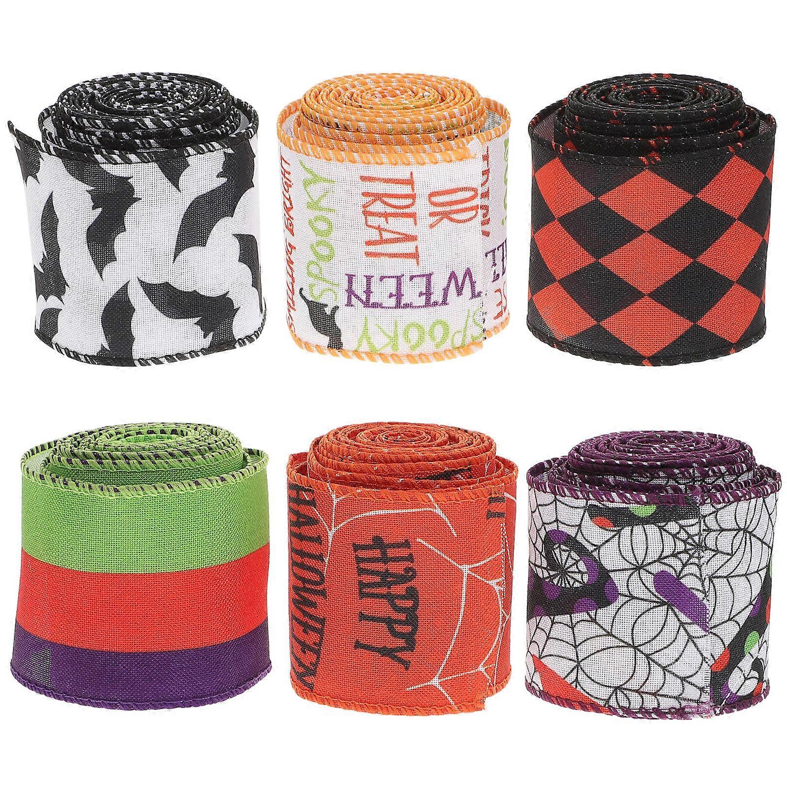 Decorative Halloween Ribbon Festival Gift Packaging Ribbon for Wrapping 6 Rolls
