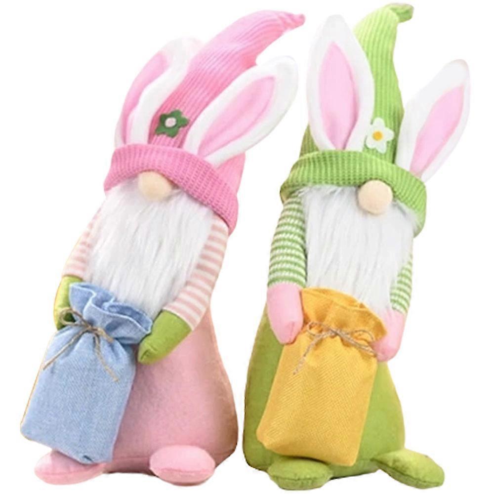 Dwarf Plush Easter Gnome Doll Adornment for Playing 2Pcs Pack