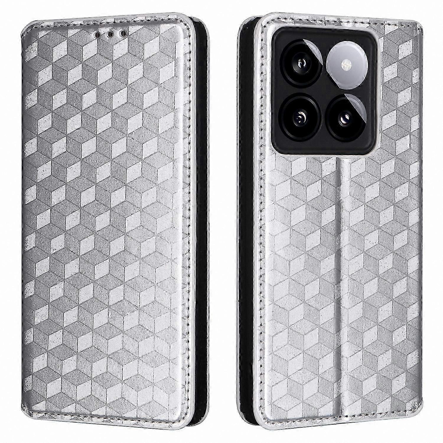 Rhombus Pattern Leather Wallet Case for 14T Pro Phone Cover