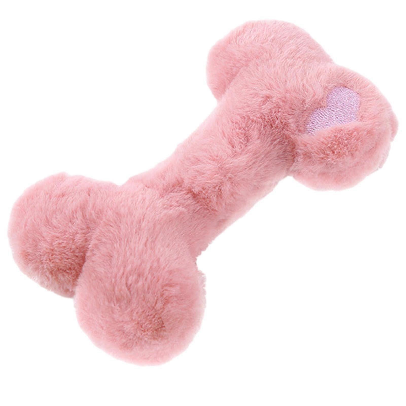 Plush Bone Dog Toy 18x10cm Pink Washable Puppy Bone Shape Vocal Chew Toys Soft Portable Plush Chewing Toy Small Dogs