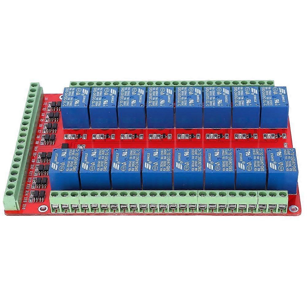 Isolated Type 16 Channel Relay Module Interface Board High/Low Level Trigger (DC 24V)