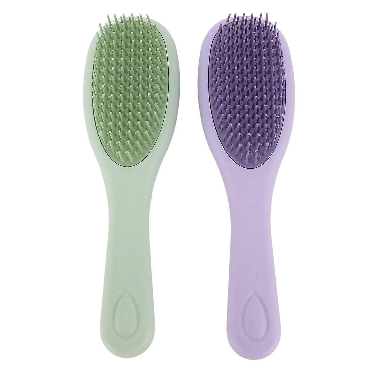 2pcs Silicone Shampoo Brush Silicone Scalp Massage Comb Detangling Double Sided Silicone Hair Scrubber for Home Travel Green Purplr