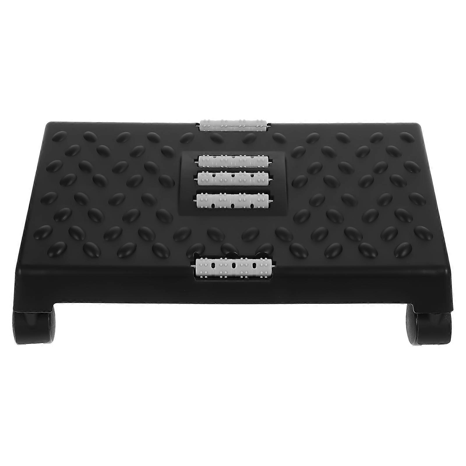 Footrest Adjustable Height Rectangular Stool Plastic Black for Office Home Living Room Use 1Set