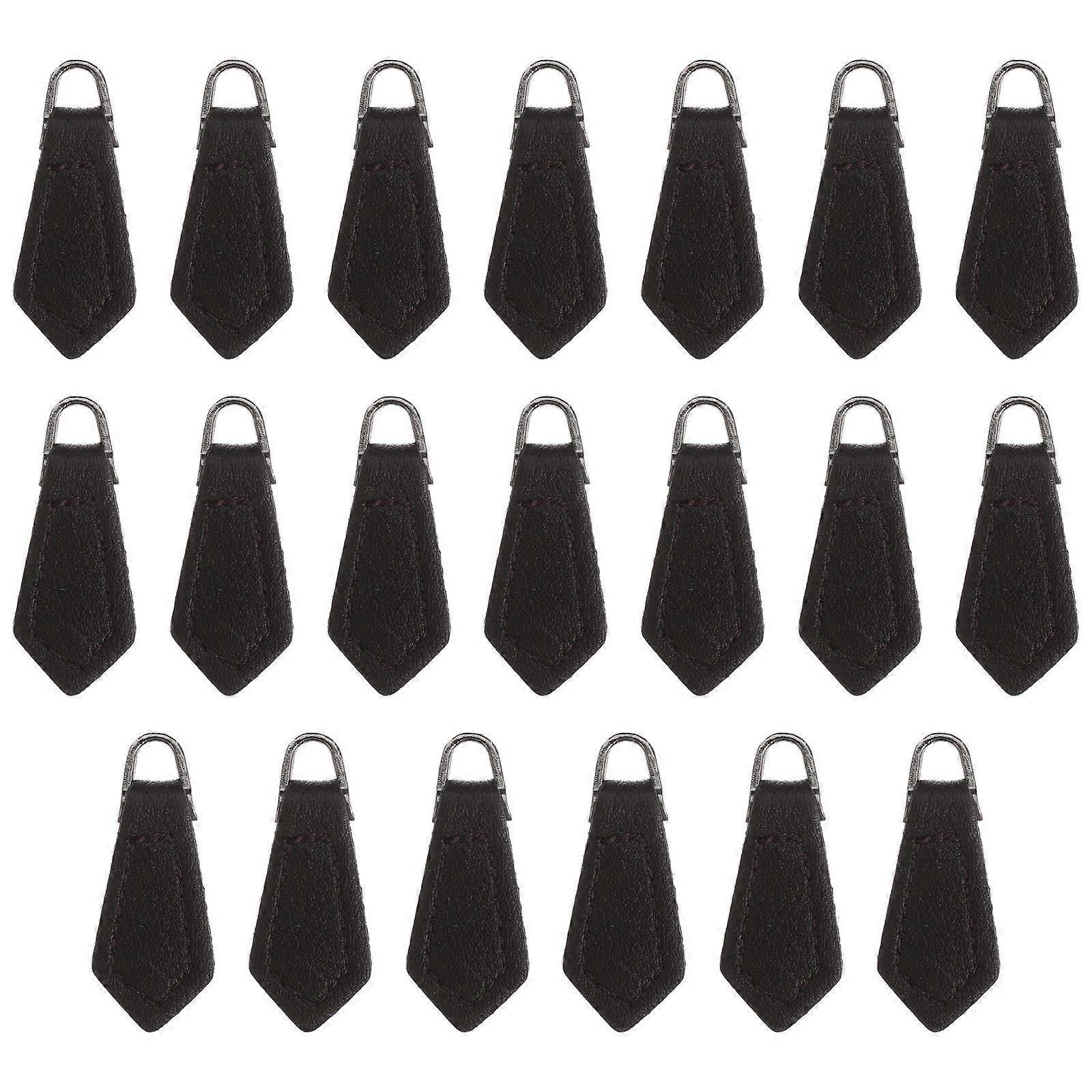 Zipper Tab Diy Luggage Bag Accessories Coffee 3.5X1.5X0.2Cm Double Stitched Diy Enthusiasts 20Pcs