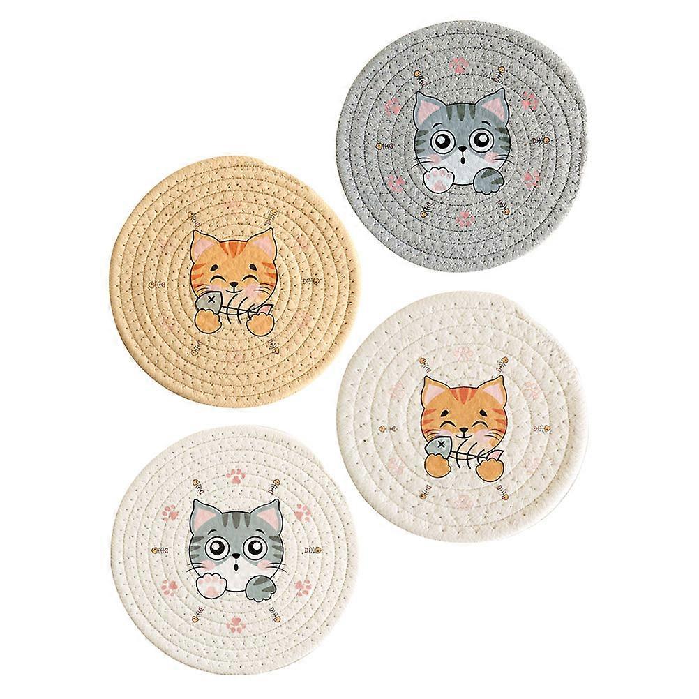 Cup Pad for Heat Insulation 4Pcs Hand-Woven Home Use Decorative Coasters