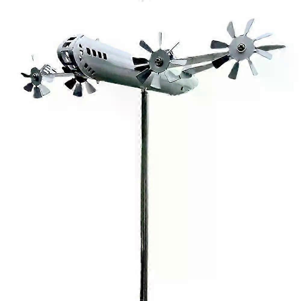 Wind Sculpture Metal Airplane Model 3d B-29 Super Fortress Art Garden Decoration Wind Spinner Outdoor Decor Aircraft Windmill