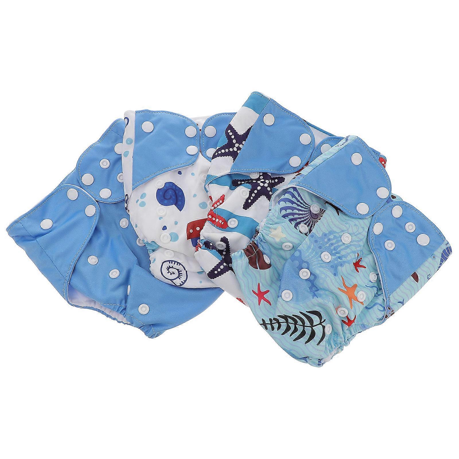 Breathable Reusable Diapers For Toddlers Conveniently Designed For Daily Use Blue Elastic Closure 4Set