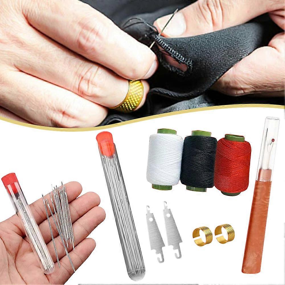 34pcs Large Eye Stitching Needles Set with Threader Thimble Ideal For Beginners Seasoned Crafters for Home Crafting Projects