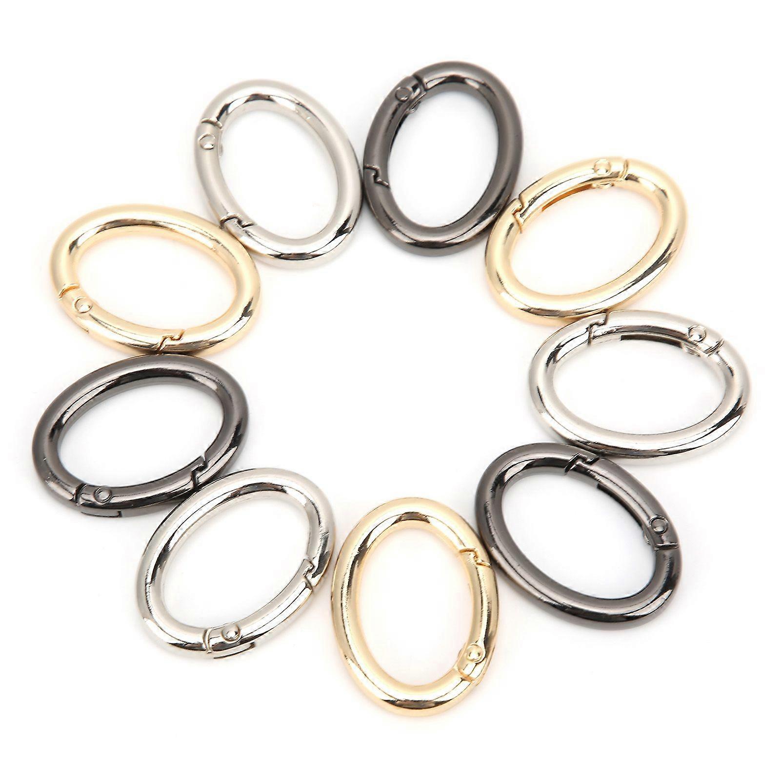 9Pcs Spring Ring Buckle 0Shaped Oval Open Bag Chain Hardware DIY Accessories 3 ColorsS