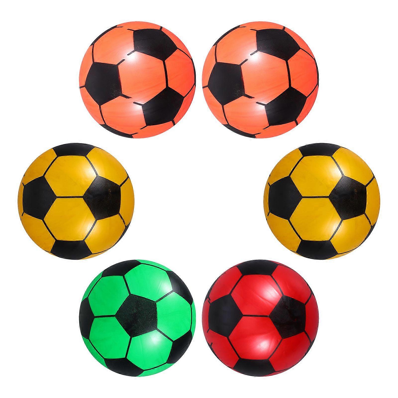 6pcsミニサッカーインフレータブルフットボールソフトボールボールガールパーティーは、楽しいスポーツ遊びストレススクイーズボール玩具(ランダムカラー)を支持します