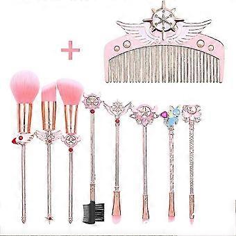 Hot! Beauty Anime Cardcaptor Sakura Makeup Brushes Set Tools Kit Powder Loose Eye Shadow Blush Synthetic Hair Best Gift Cosmetic