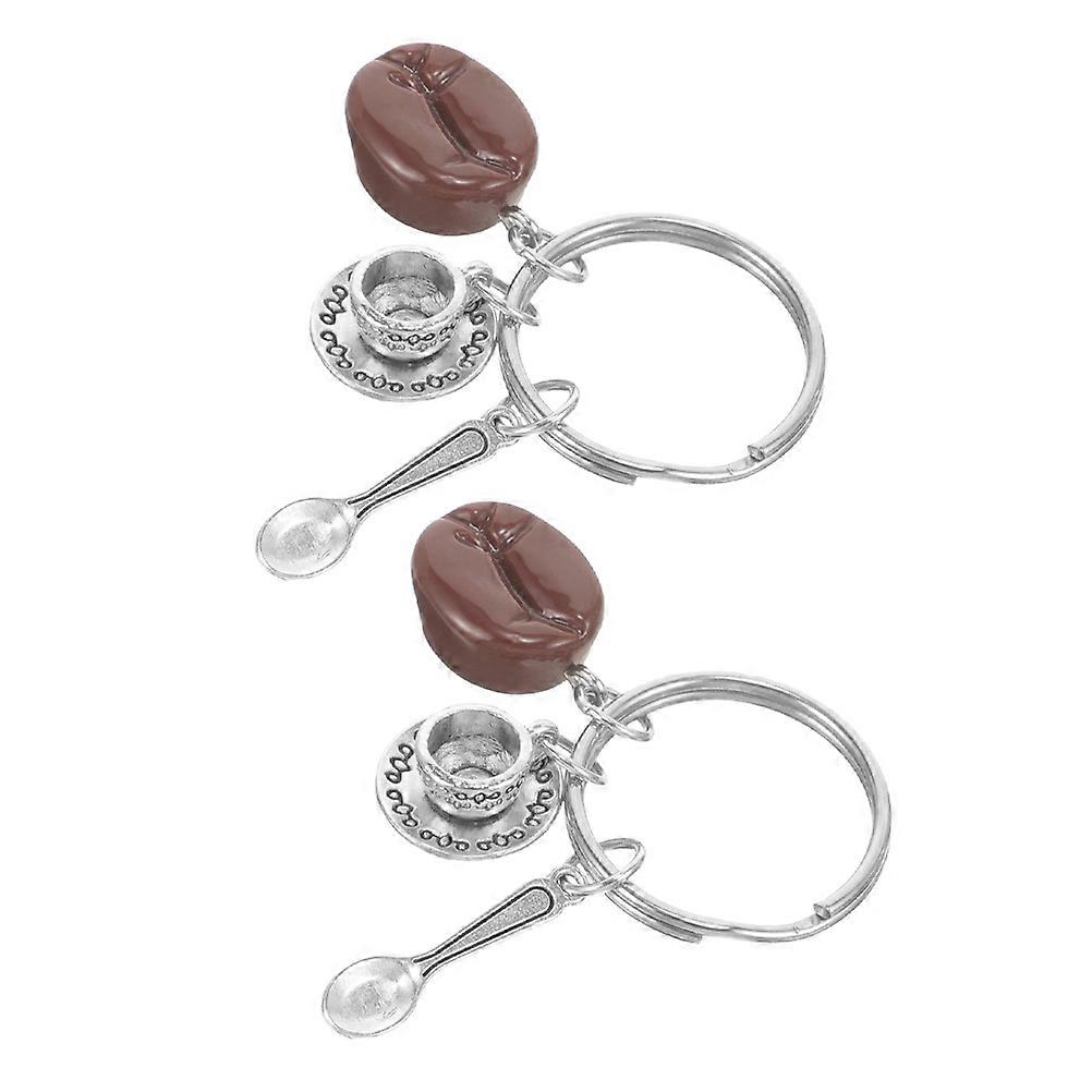 Coffee Cup Keychain 2Pcs Mini Alloy Coffee Spoon Charm for Keys