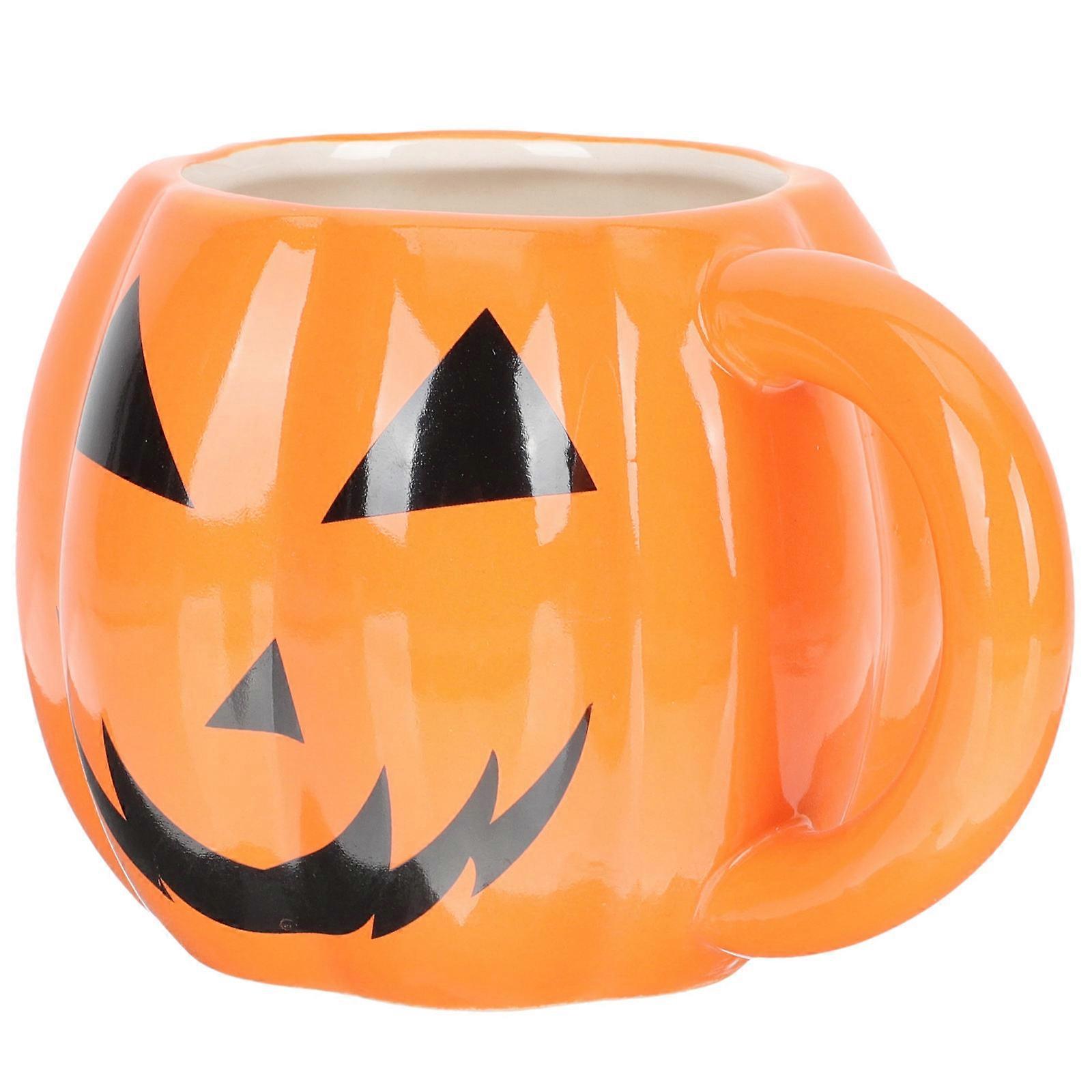 Creative Pumpkin Mug for Coffee Use 2Pcs Ceramic Pumpkin Face Cups