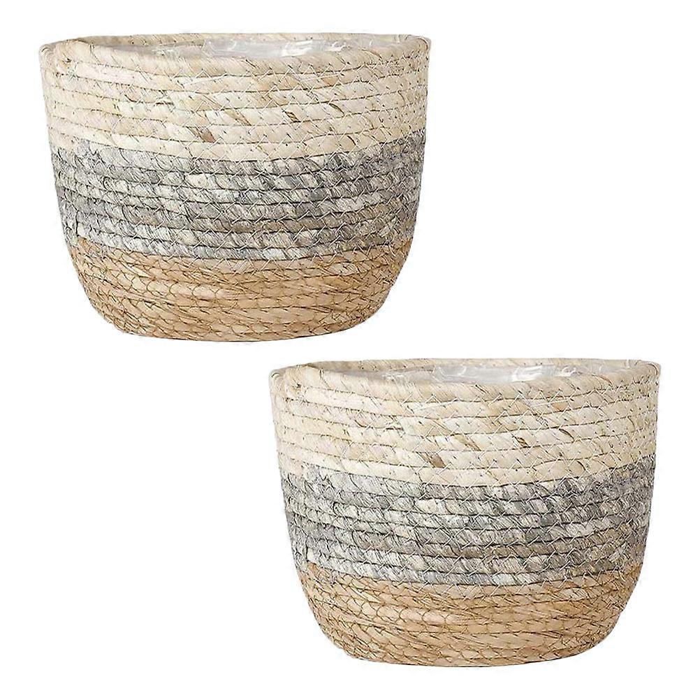 Planter Basket For Woven Design And Straw 22.00X22.00X17.00CM 2Set