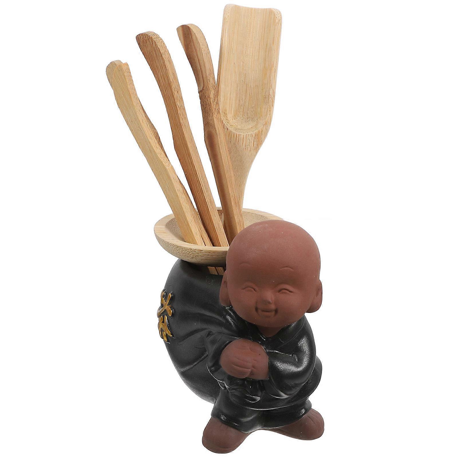 Tea Making Tools 1 Set Traditional Chinese Tea Accessories For Office Teahouse Use Square Shape Design 6 Pcs Bamboo