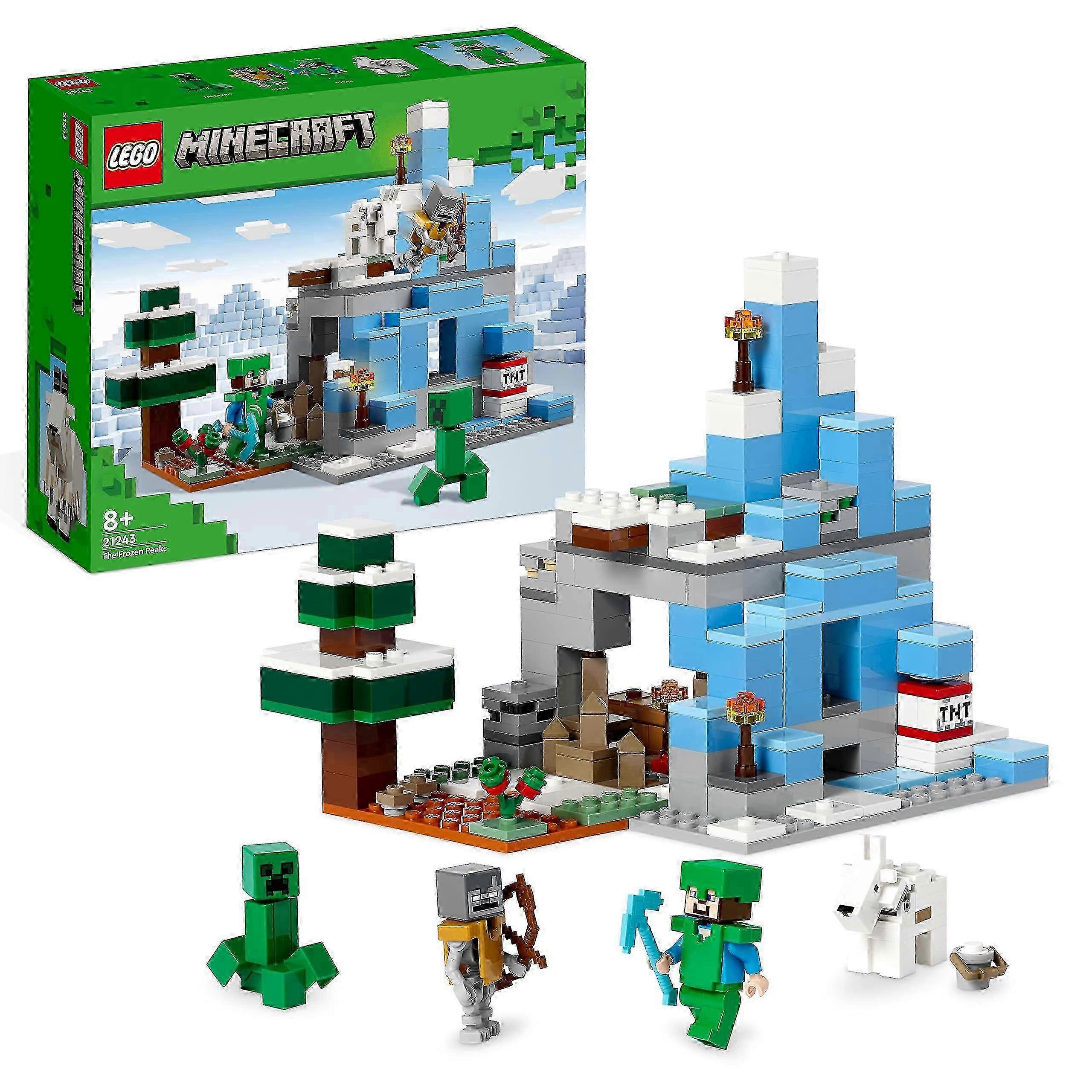 Minecraft Frozen Peaks Set with Steve, Creeper and Goat Figures, Icy Biome and Cave Video Game Toy with Accessories 21243 Single