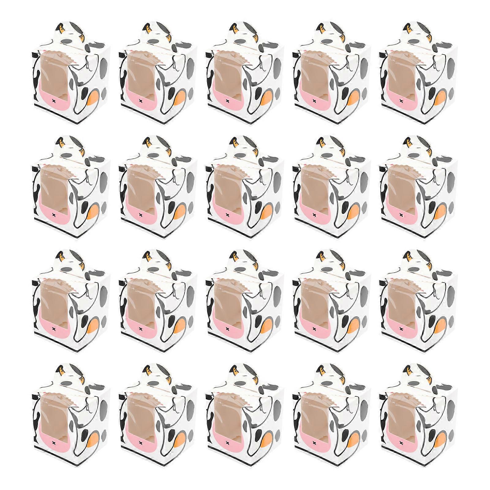 Cartoon Cake Box Multi-Function Decorative Dessert Boxes with 20Pcs