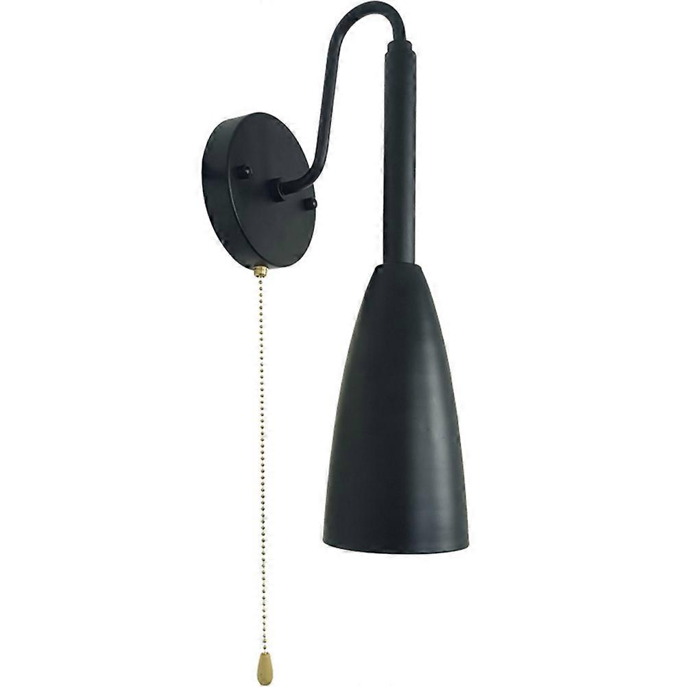 Wall Mount Light Fixture Pull Chain Support E26/E27 Base Designed For Indoor Use In Black Color Featuring Construction 1Pack