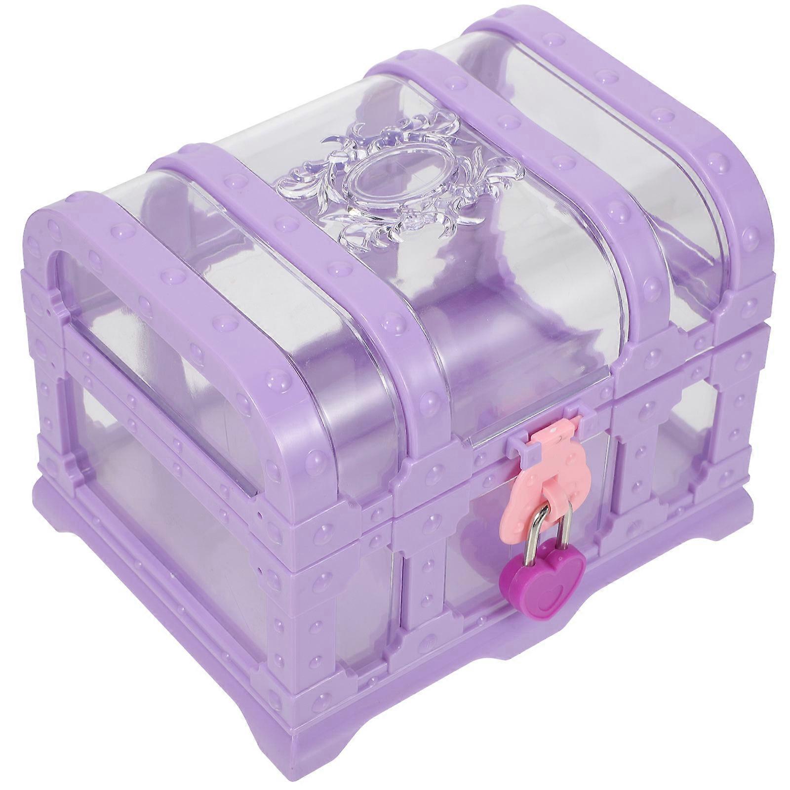 Treasure Chest for Classroom 3Pcs Purple Pirate Keepsake Toy Storage Box